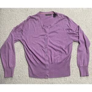 Liz Claiborne Wool Blend Cardigan Sweater Womens XL Long Sleeve Button Up Purple